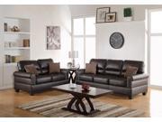 1PerfectChoice Modern 2 PCS Sofa Loveseat Set Espresso Bonded Leather Nailhead Trim With Pillows