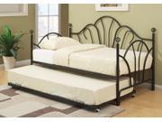 1PerfectChoice Contemporary Black Metal Twin Daybed Day Bed With Slats Trundle Caster Optional