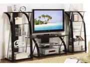 1PerfectChoice 3PC TV Media Stand Shelves with Curved Black Supporting Tempered Glass