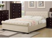 1PerfectChoice Luxury Full Size Bed Hazelnut Upholstered Faux Leather Tufting HB FB Sleigh Bed