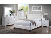 1PerfectChoice Master Bedroom Upholstered Tufted Headboard White Bonded Leather Queen Bed