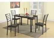 1PerfectChoice 5 PCS Modern Dining Set Faux Marble Table Top Faux Leather Chair Metal Dark Grey