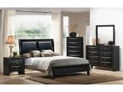 1PerfectChoice Transitional Master Bedroom Eastern King Bed Black PU Leather Headobard Wood Frame