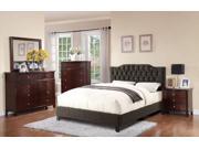 1PerfectChoice Romantic Queen Bed Frame Acrylic Button Tufted Headboard Ash Black Polyfiber