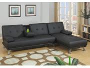 1PerfectChoice Living Room Adjustable Sofa Bed Couch Futon Black Tufted Leatherette Console Cup