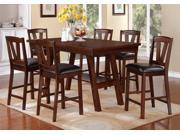 1PerfectChoice 7 PCS Counter Height Dining Set Side Chairs Padded PU Leather Seat Dark Walnut