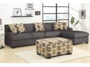 1PerfectChoice Sectional Reversible Chaise Sofa Loveseat Couch Blended Linen Ask Black Ottoman