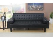1PerfectChoice Living Room Adjustable Sofa Bed Couch Futon Sleeper Black Tufted Leatherette