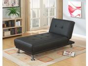 1PerfectChoice Modern Living Room Adjustable Chaise Lounge Black Tufted Faux Leatherette Metal