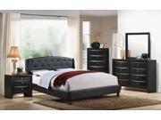 1PerfectChoice Master Bedroom Upholstered Tufted Headboard Black Bonded Leather Eastern King Bed