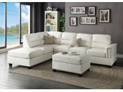 1PerfectChoice Modern Sectional Sofa Couch Reversible Chaise Ottoman White Bonded Leather Trim