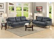 1PerfectChoice Contemporary Sofa Loveseat Couch Set Blue Grey Upholstery Polyfiber Pillow Top
