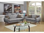 1PerfectChoice Modern Sofa Set Couch Loveseat Plush Tufted Seating Grey Polyfiber Linen Fabric