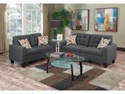 1PerfectChoice Modern 2 Seater Sofa Set Couch Loveseat Tufted Seat Pillows Blue Grey Polyfiber
