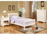 1PerfectChoice Contemporary Youth Kid Bedroom Set Twin Bed Night Stand Chest Pine Wood in White