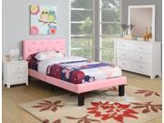 1PerfectChoice Simple Teen Kids Bedroom Full Bed Pink Faux Leather Headboard Tufted