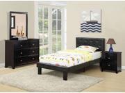 1PerfectChoice Simple Teen Kids Bedroom Full Bed Black Faux Leather Headboard Tufted