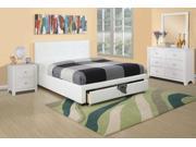 1PerfectChoice Functional Tufted Headboard Platform Bed With Underbed Drawer Faux Leather White Size Full Bed