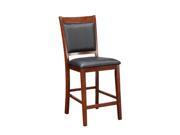 1PerfectChoice Set of 2 Counter Height High Chair 24 H Acacia Wood Black Faux Leather Seat Back