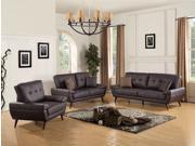 1PerfectChoice Living Room 2 PCS Sofa Set Couch Loveseat Tufted Brown Top Grain Leather Match