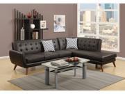 1PerfectChoice 2 PCS Sectional Sofa Couch Chaise Tufted Back Upholstered Espresso Bonded Leather
