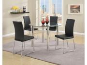 1PerfectChoice Modern 2 PCS Black Faux Leather Upholstered Regular Dining Side Chair Metal Leg