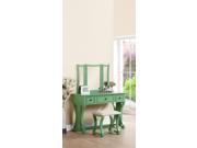 1PerfectChoice Tri Folding Mirror Curved Lines Vanity Makeup Table Bench Set Drawer Apple Green