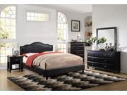 1PerfectChoice Royal Bedroom Arched Headboard Nailhead Trim Black Bonded Leather Eastern King Bed