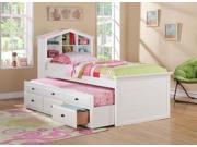 1PerfectChoice House Style Build in Bookcase Headborad Twin Bed Trundle 3 Storage Drawers White
