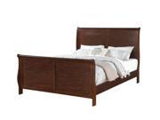 1PerfectChoice Master Bedroom Curved Headboard Footboard Wood California King Sleigh Bed Dark Walnut