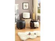 1PerfectChoice Accent Cute Organizer Round Storage Ottoman Footstool Pouf Faux Leather Color White