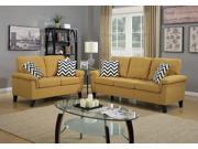 1PerfectChoice Modern 2pc Sofa Loveseat Couch Set Tufting Seating Citrus Yellow Polyfiber Linen