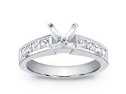 1.00 Ct Ladies Princess Cut Diamond Semi Mount Engagement Ring in 18 kt White Gold