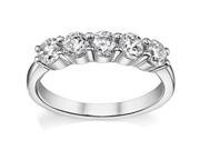 1.25 ct Five Stone Ladies Round Cut Diamond Wedding Band Ring in 14 kt White Gold