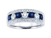 1.50 ct Ladies Blue Sapphire Wedding Band Ring in 14 kt White Gold