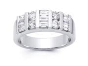 2.00 ct Baguette and Round Cut Diamond Wedding Band Ring in 14 kt White Gold