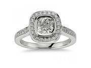 1.50 Ct Ladies Cushion Micro Pave Halo Diamond Engagement Ring in Platinum