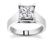 0.74 Ct Ladies Princess Cut Diamond Solitaire Engagement Ring in 14 kt White Gold