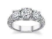 2.05 Ct Ladies Round Cut Diamond Three Stone Engagement Ring in Platinum
