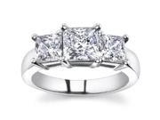 1.95 Ct Ladies Princess Cut Diamond Three Stone Engagement Ring in 18 kt White Gold