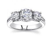2.25 Ct Ladies Round Cut Diamond Three Stone Engagement Ring in 14 kt White Gold