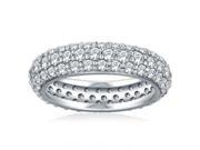 3.50 ct Ladies Three Row Diamond Eternity Wedding Band Ring in 14 kt White Gold