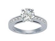 1.50 ct Ladies Round Cut Diamond Engagement Ring With Princess Cut s On the Side in 18 kt White Gold