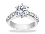 1.00 ct Round Cut Diamond Engagement Ring Whit Millgrain on The Shank in 18 kt White Gold
