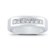 1.00 ct Men s Princess Cut Diamond Wedding Band Ring in 14 kt White Gold