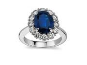7.28 ct Oval Shape Sapphire And Diamond Engagement Ringin 14 kt White Gold