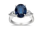 9.33 ct Oval Shape Sapphire With Pear Shape Diamond Anniversary Ring in 14 kt White Gold
