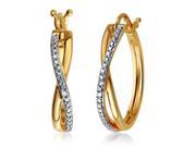 Elegant 0.01 Cttw Diamond Accent Twisted Hoop Earrings In 14K Yellow Gold Plated