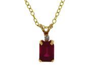 Goregeous Prong Set 1 Cttw Emerald Cut Ruby Pendant with Solitaire Diamond In 14K Yellow Gold