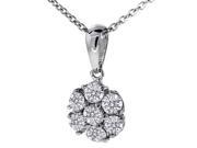 Genuine Natural 0.40 Cttw Diamond G H I1 I2 Cluster Pendant Necklace In Sterling Silver